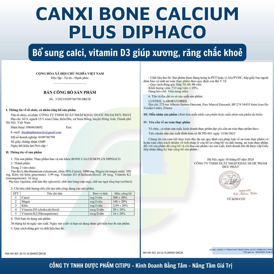 Viên uống bổ sung Canxi Bone Calcium